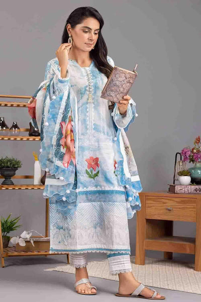 Gul Ahmed 3PC Unstitched Lawn Embroidered Suit with Printed Dupatta DN-22089