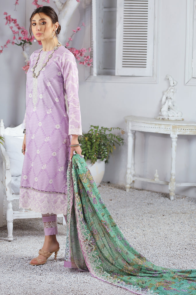 Lakhany 3 Piece Unstitched Spring Embroidered Lawn Suit - EC-2236