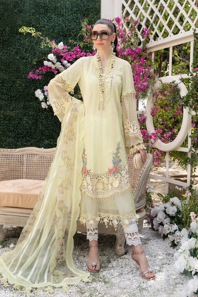 Maria. B 3 Piece Unstitched Embroidered Organza Suit - EL-22-04-Yellow
