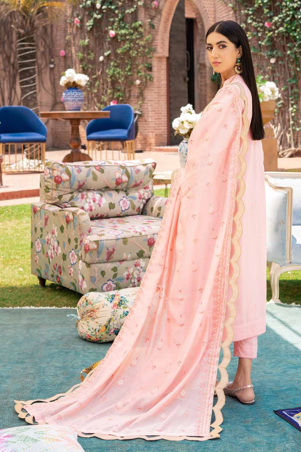 Gul Ahmed 3 PC Unstitched Embroidered Lawn Suit with Yarn Dyed Dupatta FE-12004