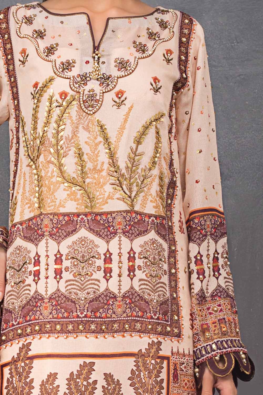 Gul Ahmed 3 PC Unstitched Embroidered Lawn Suit with Cotton Silk Dupatta FE-12008