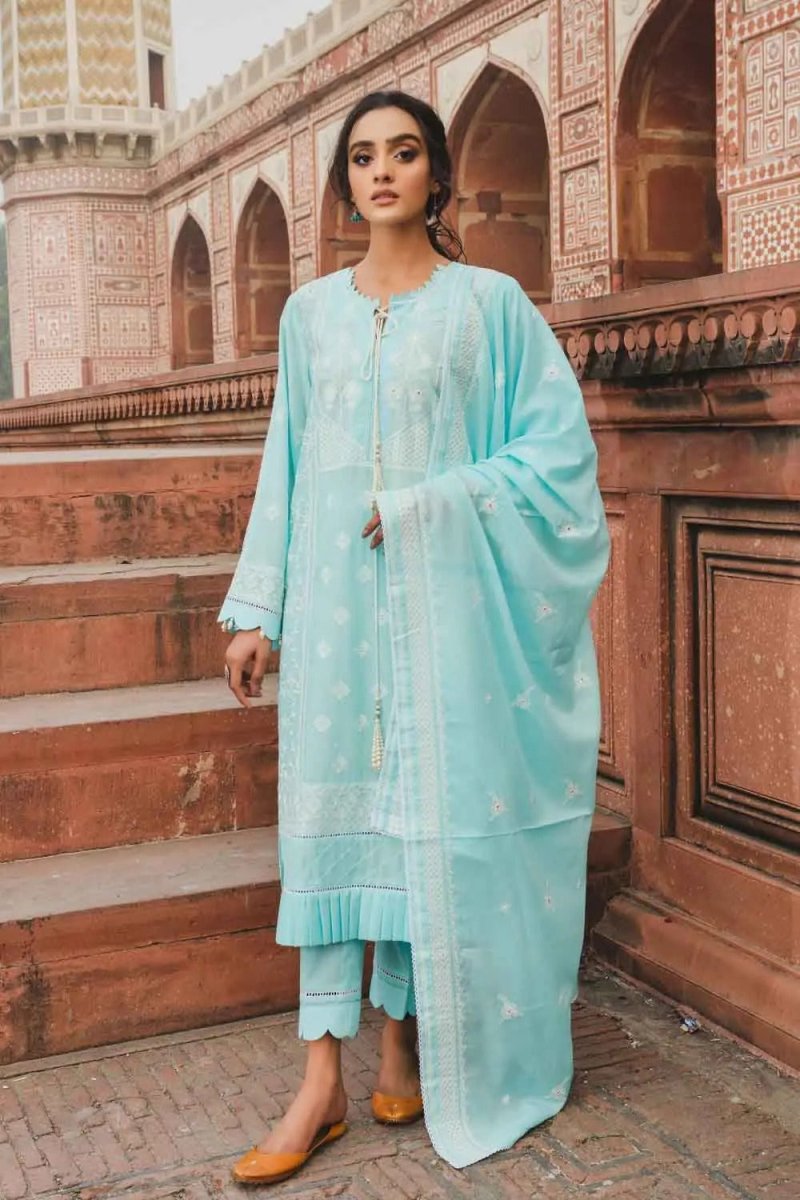 Gul Ahmed 3PC Unstitched Embroidered Luxury Cotton Suit FE-12049