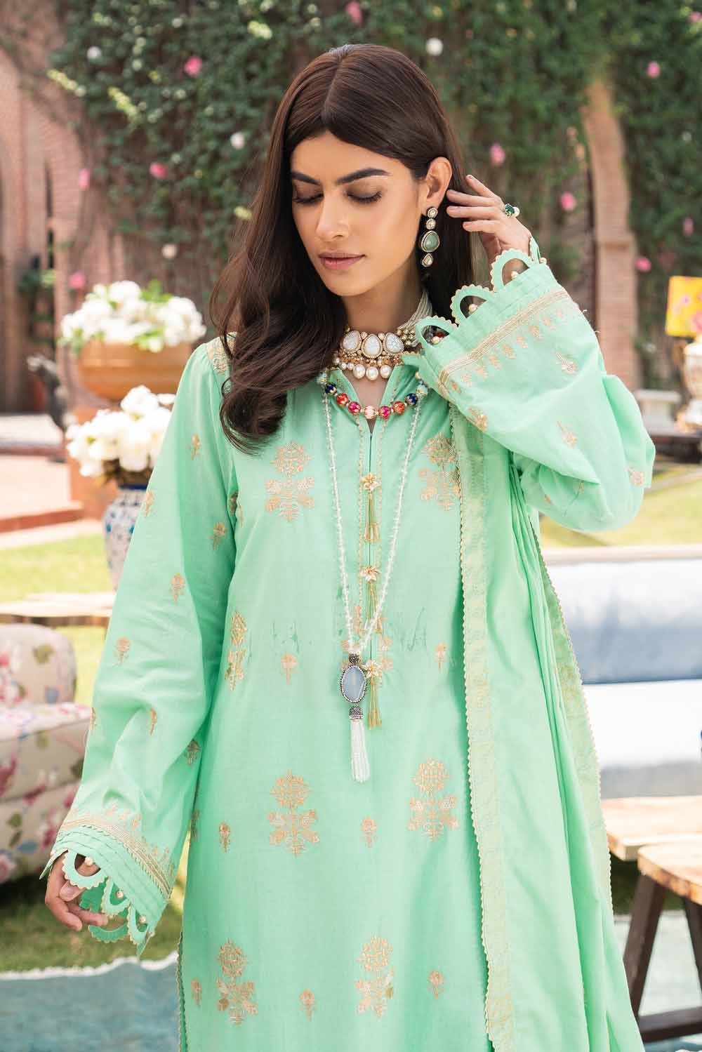 Gul Ahmed 3 PC Unstitched Embroidered Lawn Suit with Jacquard Dupatta FE-12139