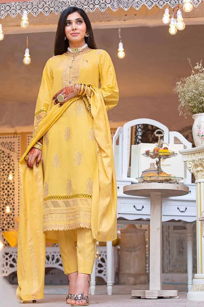 Gul Ahmed 3PC Unstitched Lawn Embroidered Suit with Woven Dupatta FE-12204