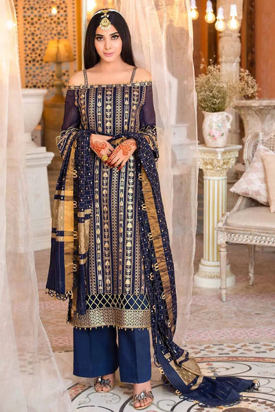 Gul Ahmed 3PC Unstitched Chiffon Embroidered Suit with Jacquard Dupatta FE-12212