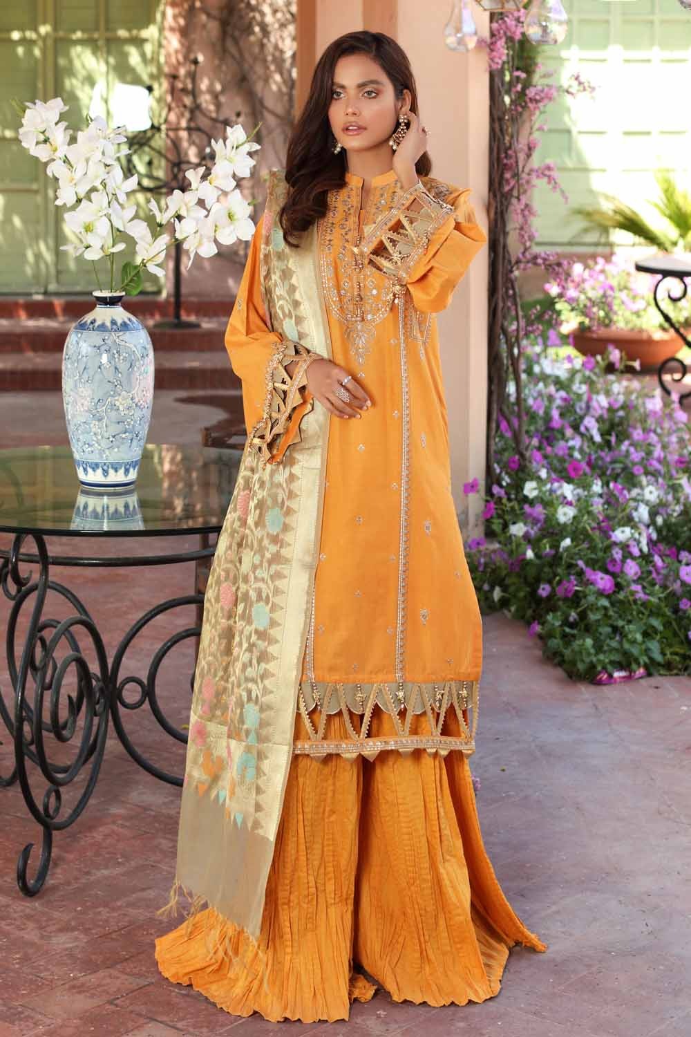 Gul Ahmed 3 PC Unstitched Embroidered Lawn Suit with Jacquard Dupatta FE-12233