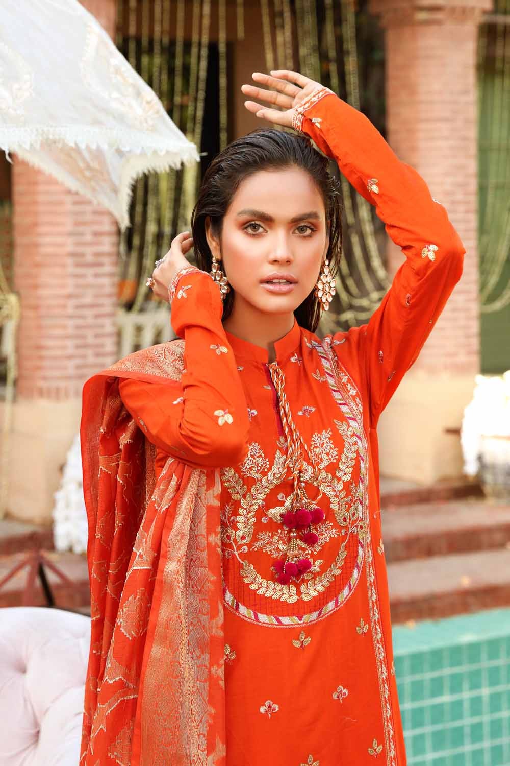Gul Ahmed 3 PC Unstitched Embroidered Lawn Suit with Jacquard Dupatta FE-12234