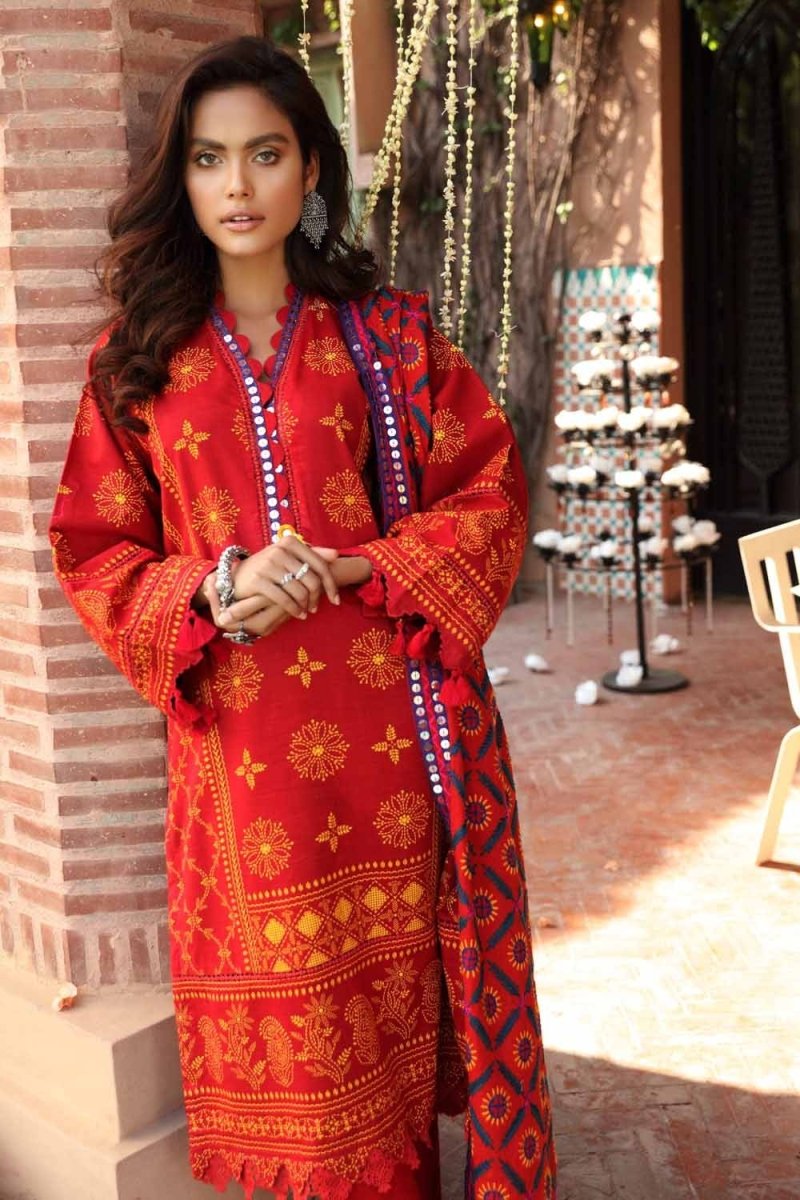 Gul Ahmed 3PC Unstitched Embroidered Lawn Suit with Sequins Embroidered Dupatta FE-12241