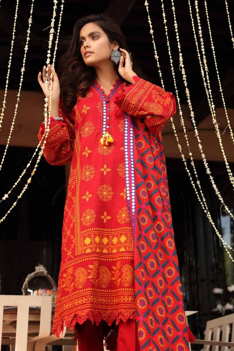 Gul Ahmed 3PC Unstitched Embroidered Lawn Suit with Sequins Embroidered Dupatta FE-12241