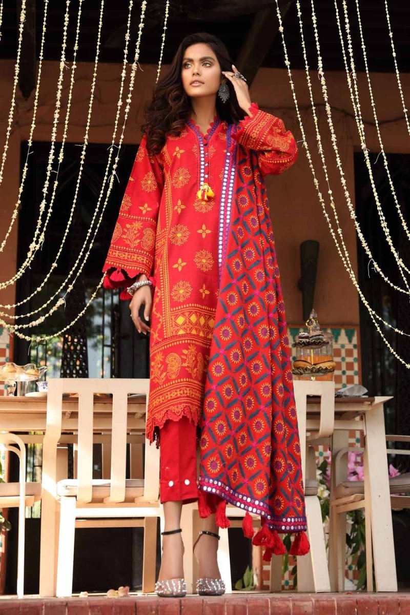 Gul Ahmed 3PC Unstitched Embroidered Lawn Suit with Sequins Embroidered Dupatta FE-12241