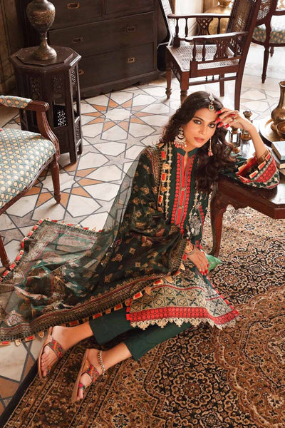Gul Ahmed Ready To Wear 3 PC Embroidered Lawn Suit with Gold Printed Cotton Net Dupatta FE-12246