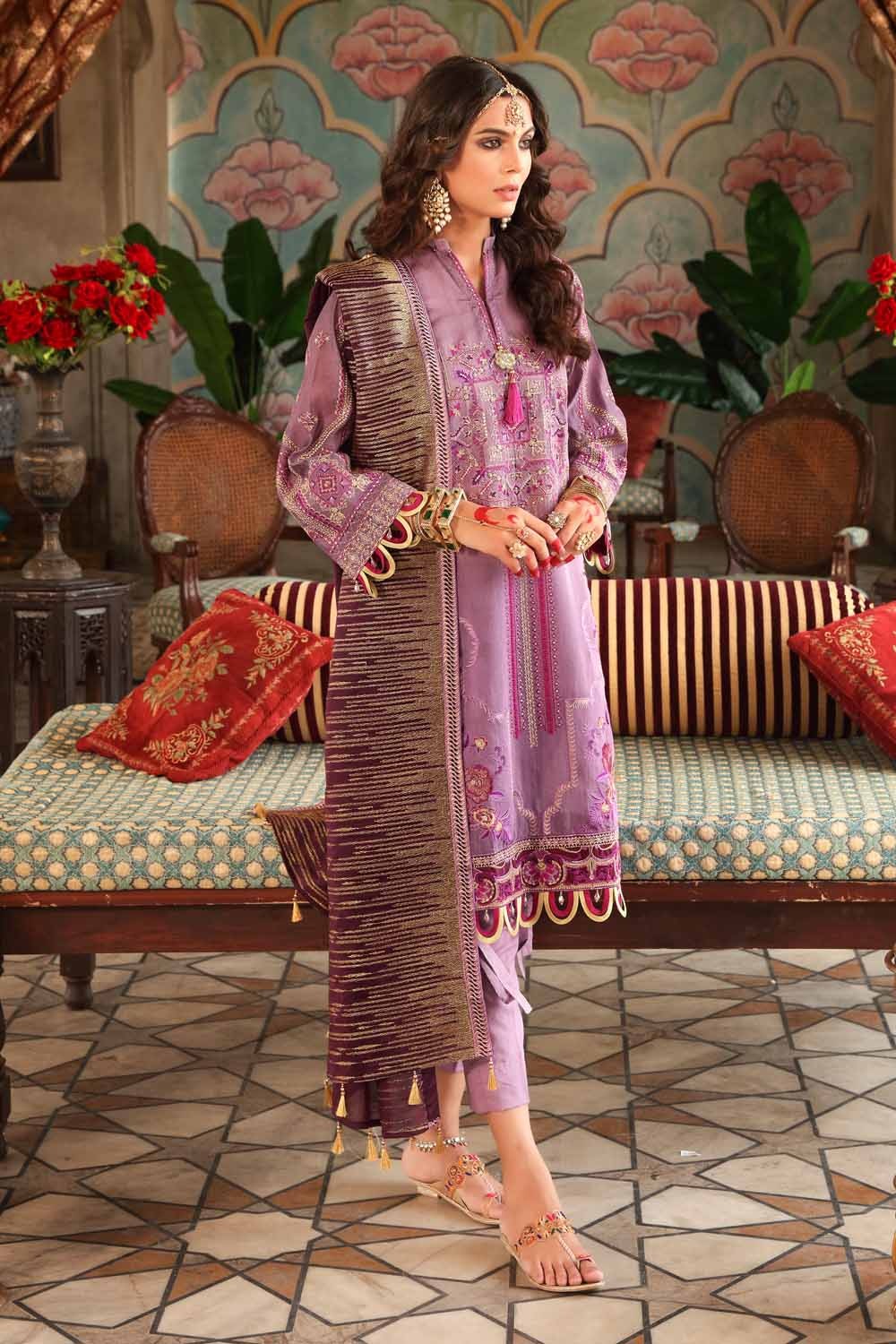Gul Ahmed Ready To Wear 3 Piece Embroidered Khadi Net Suit with Lawn Dupatta FE-12257