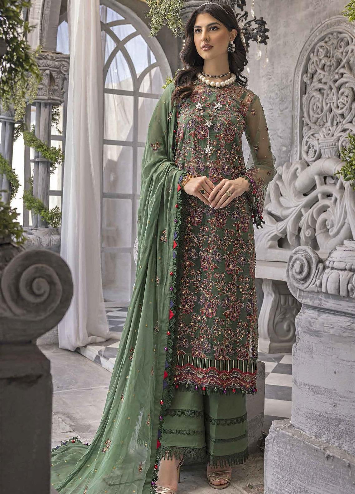 Gul Ahmed 3PC Unstitched Sequins Embroidered Net Suit FE-32051