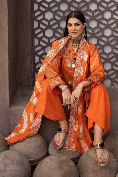 Gul Ahmed 3PC Lawn Gold Printed Unstitched Suit with Embroidered Zari and Sequins Dupatta FE-32057