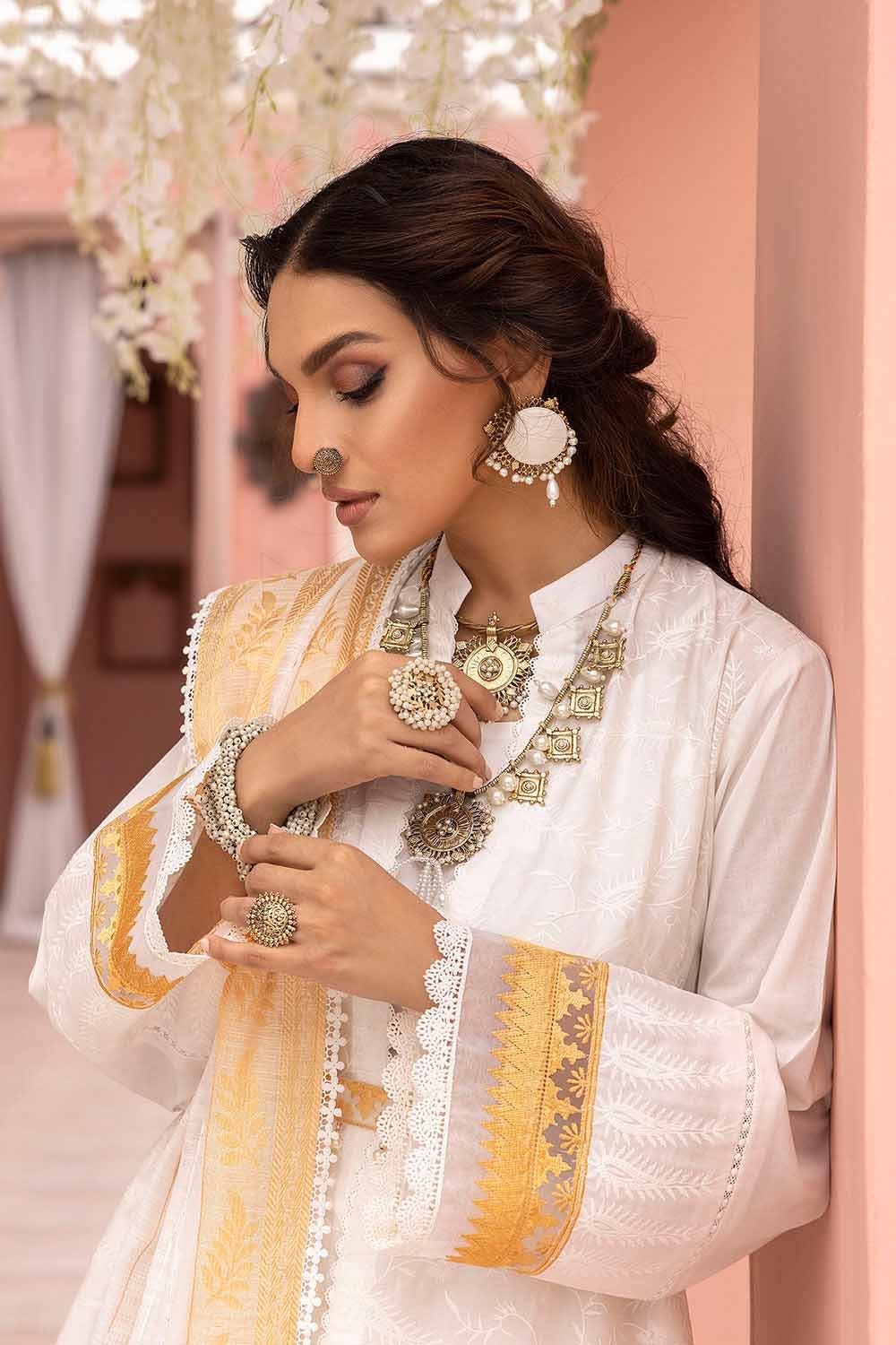 Gul Ahmed 3PC Embroidered Lawn Unstitched Suit with Sequins Dupatta FE-32075