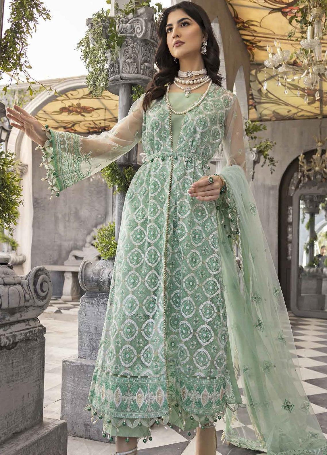 Gul Ahmed 3PC Unstitched Sequins Embroidered Net Suit FE-32081