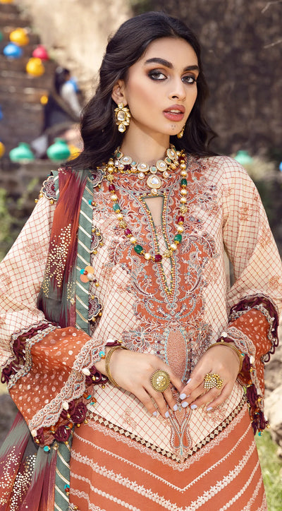 Anaya By Kiran Chaudhry 3 Piece Unstitched Embroidered Lawn Suit - VEL22-01 HAYA