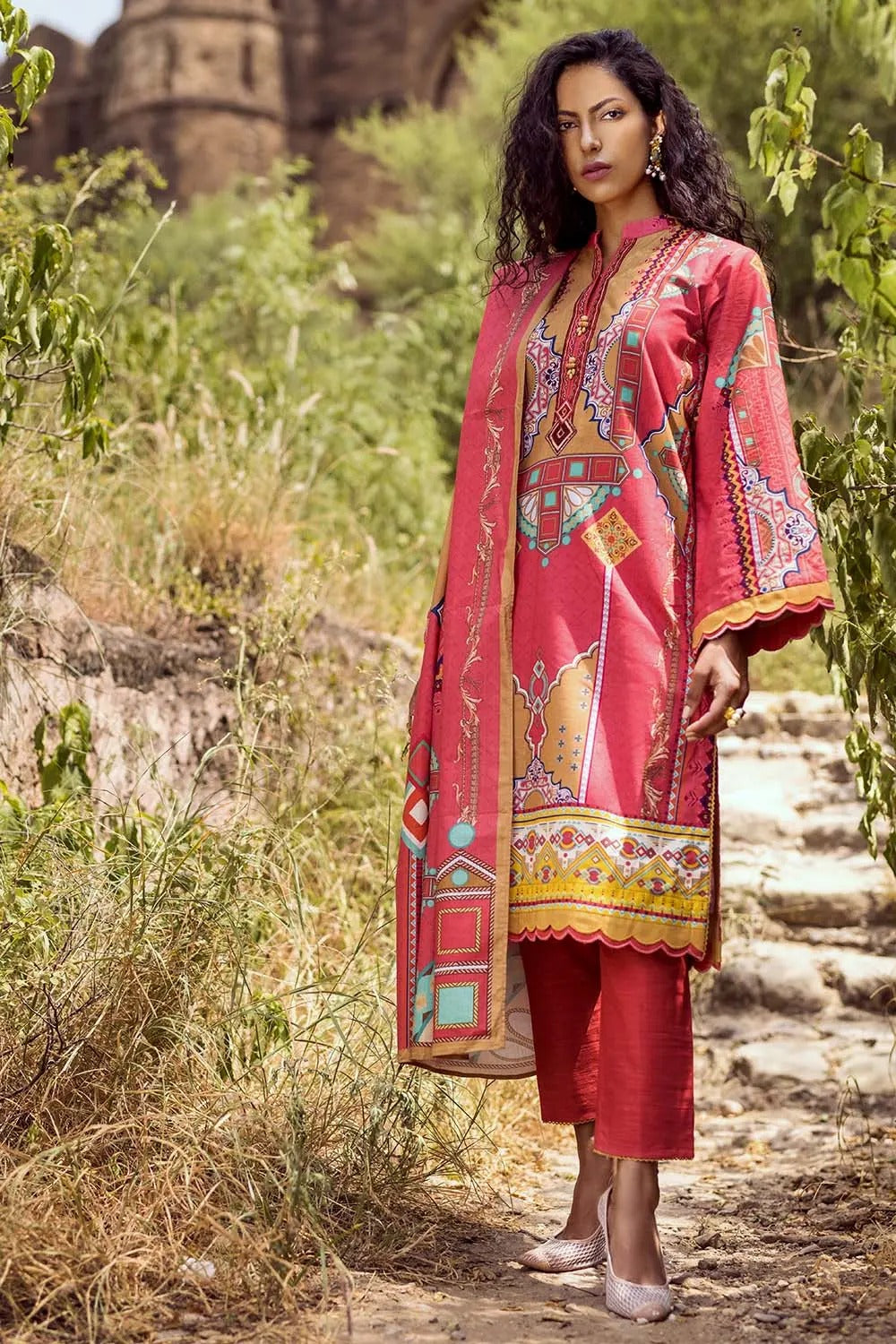 3PC Unstitched Embroidered Khaddar Suit with Digital Printed Khaddar Dupatta K-12024