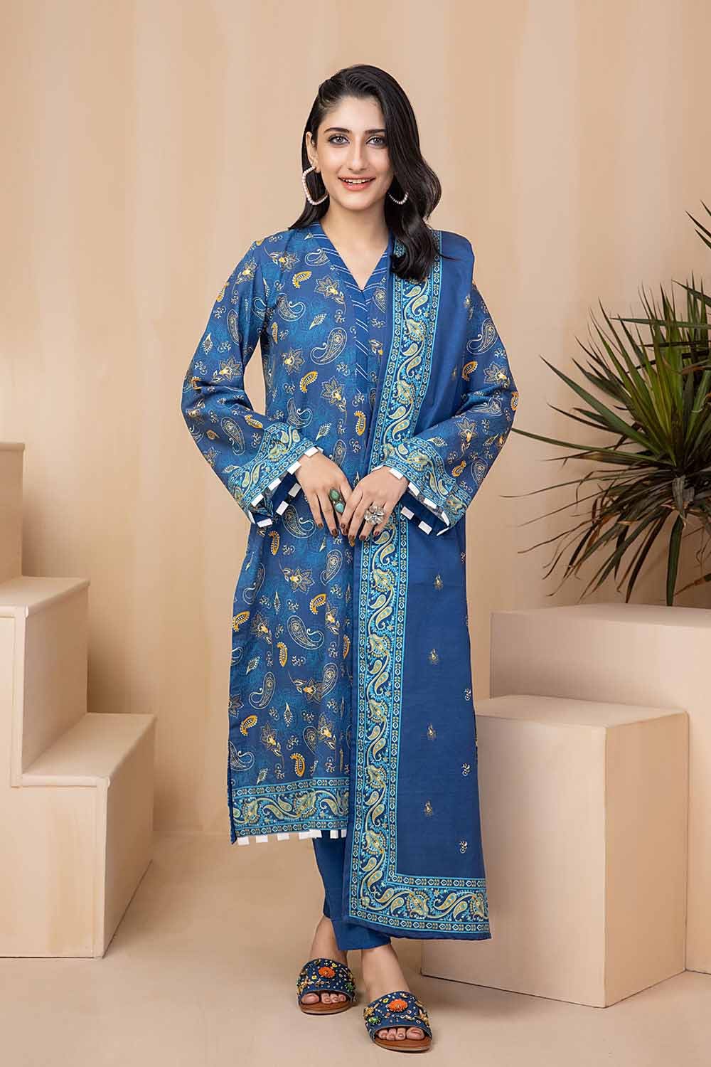 Gul Ahmed 3PC Khaddar Stitched Printed Suit K-22092 A