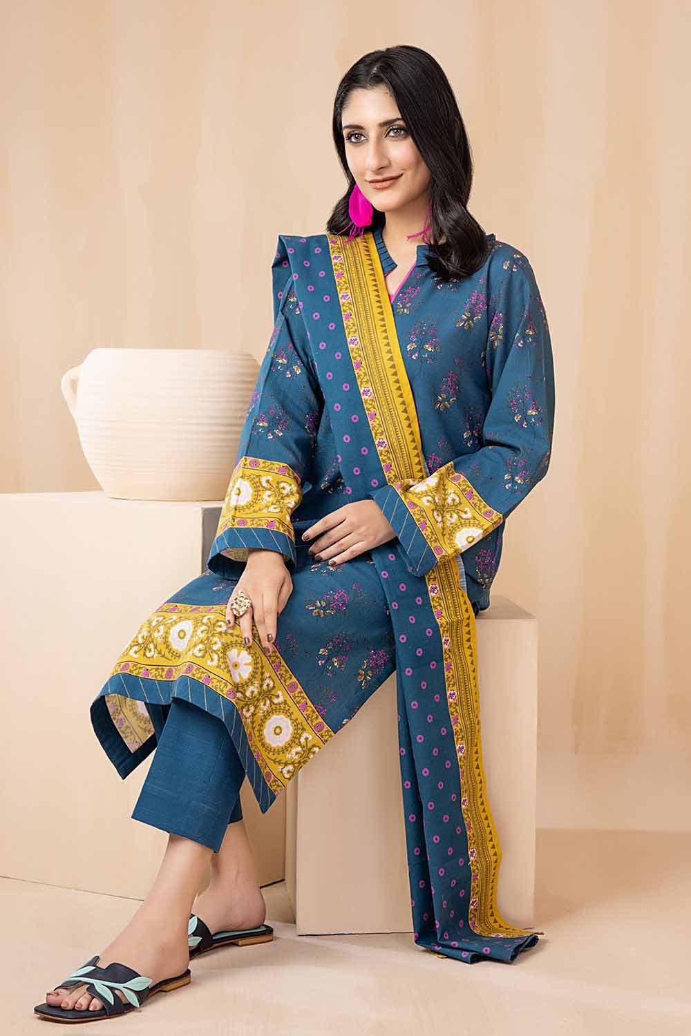 Gul Ahmed 3PC Khaddar Stitched Printed Suit K-22095 A