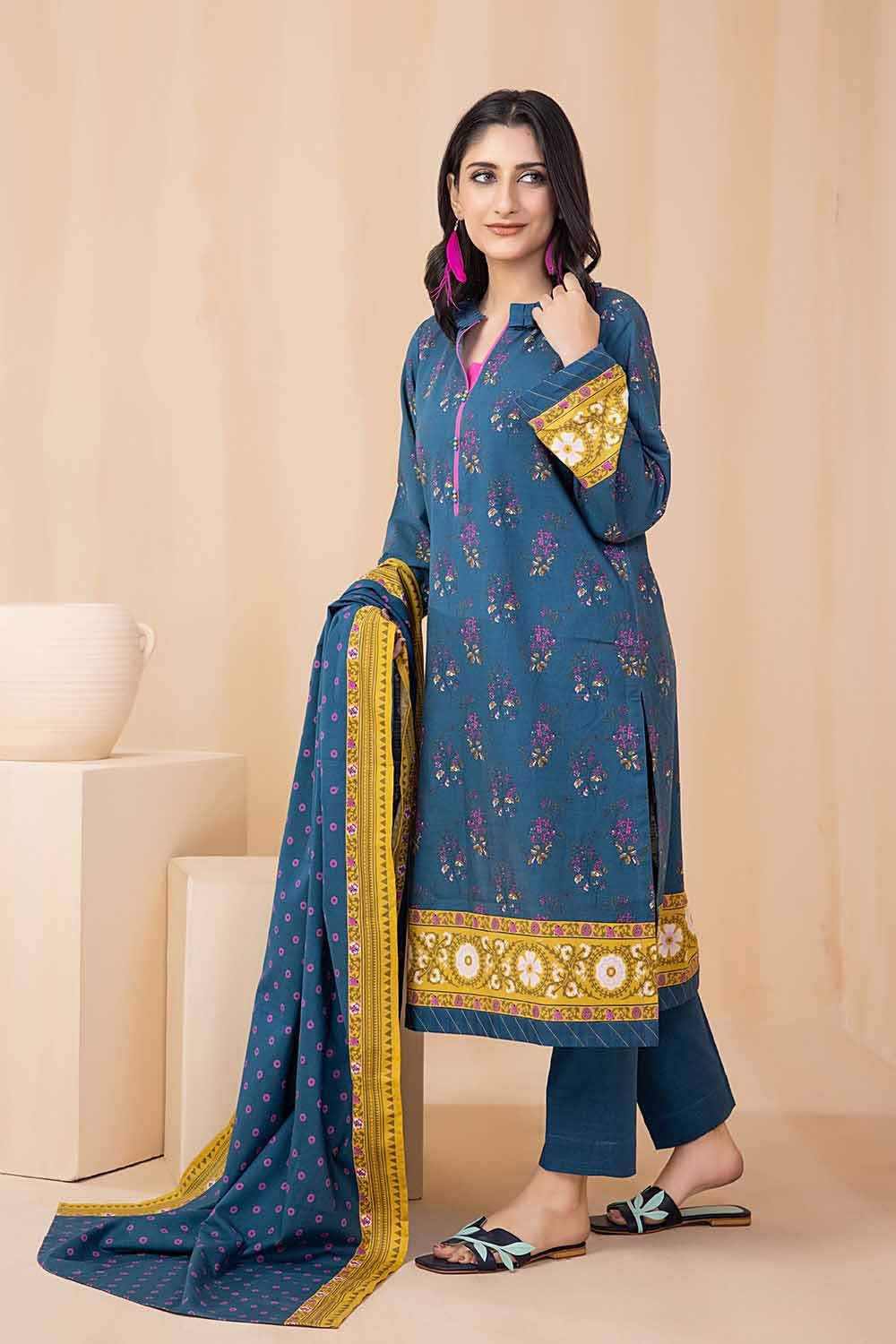 Gul Ahmed 3PC Khaddar Stitched Printed Suit K-22095 A