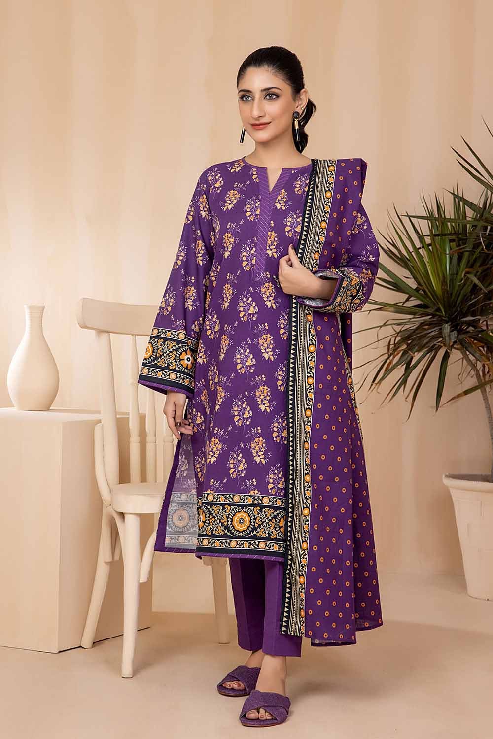 Gul Ahmed 3PC Khaddar Unstitched Printed Suit K-22095 B