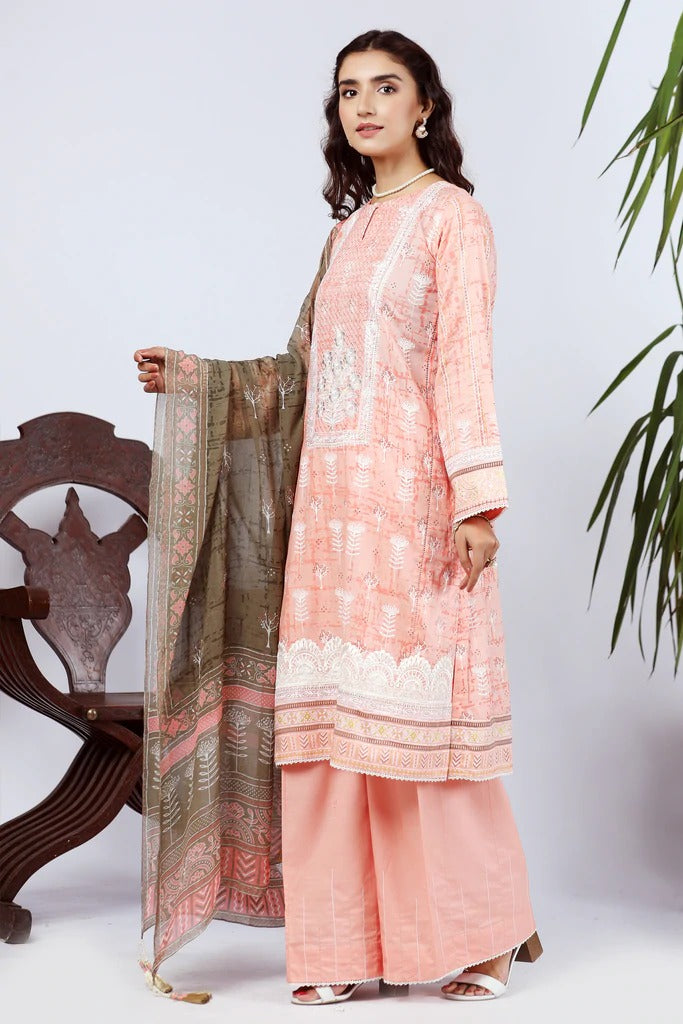 Lakhany 3 Piece Unstitched Summer Embroidered Lawn Suit - KEC-2213