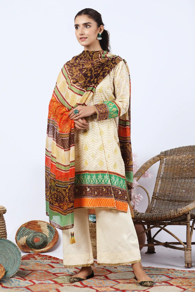 Lakhany 3 Piece Unstitched Summer Embroidered Lawn Suit - KEC-2214