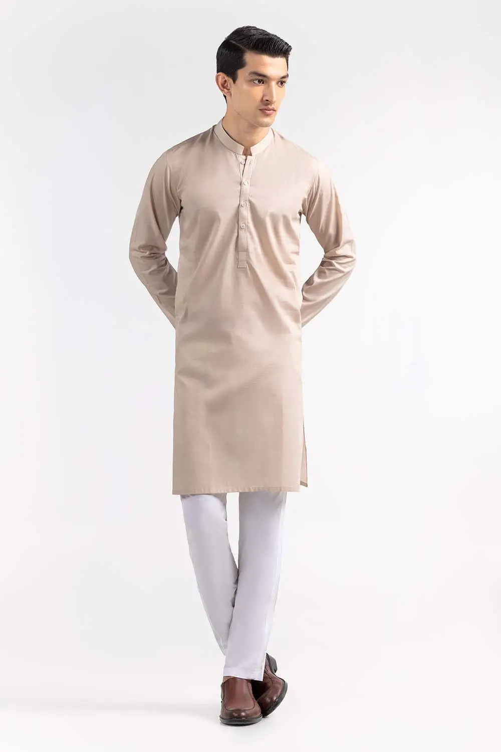 Gul Ahmed Ready to Wear Beige Basic Kurta - KP-1853