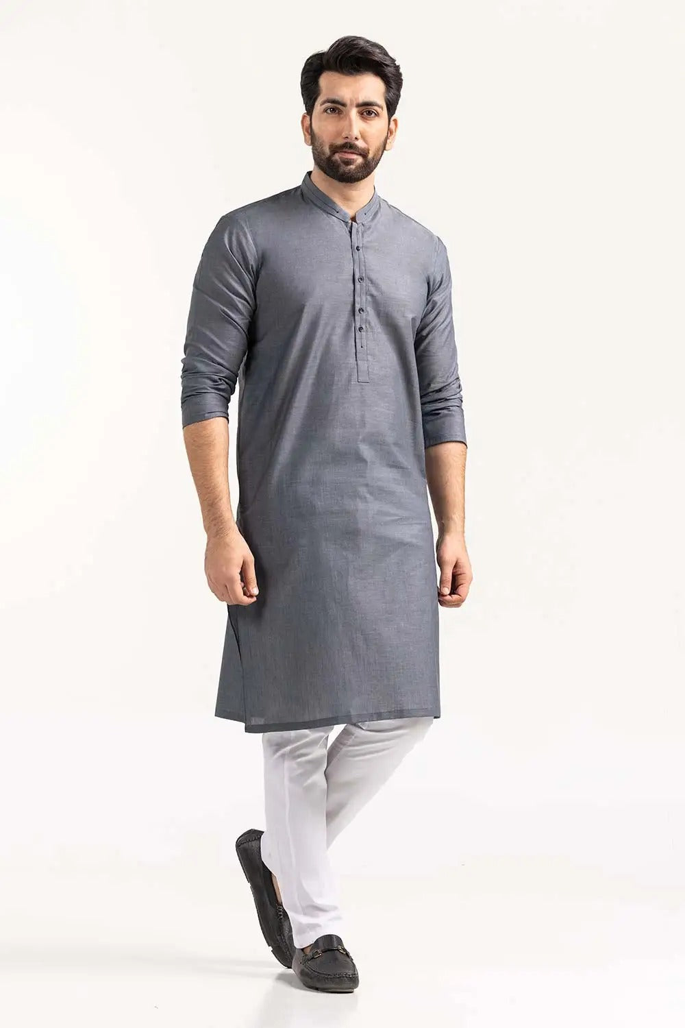Gul Ahmed Ready to Wear Grey Fashion Kurta - KS-897