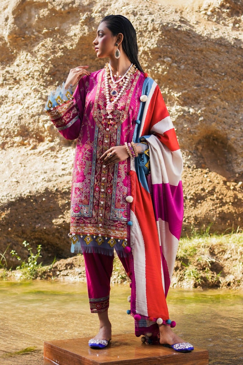 SANA SAFINAZ 3 Piece Unstitched Embroidered On Lawn Suit - L231-014A-CL