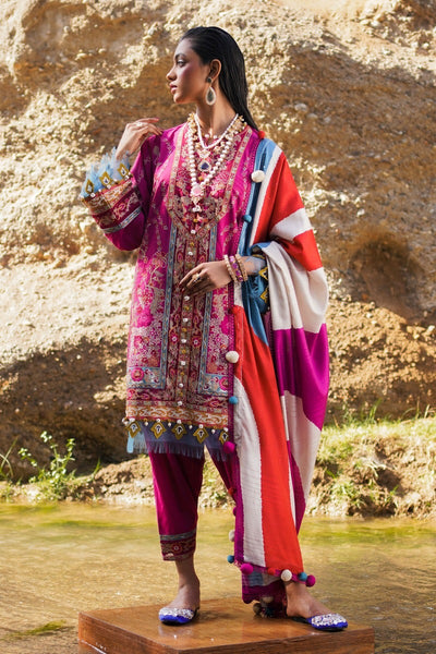 SANA SAFINAZ 3 Piece Unstitched Embroidered On Lawn Suit - L231-014A-CL