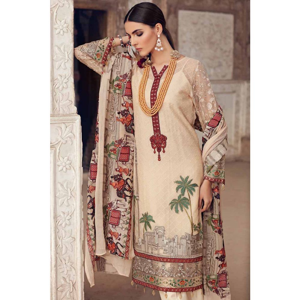 Gul Ahmed Embroidered Chiffon Unstitched 3 Piece Suit LE-05