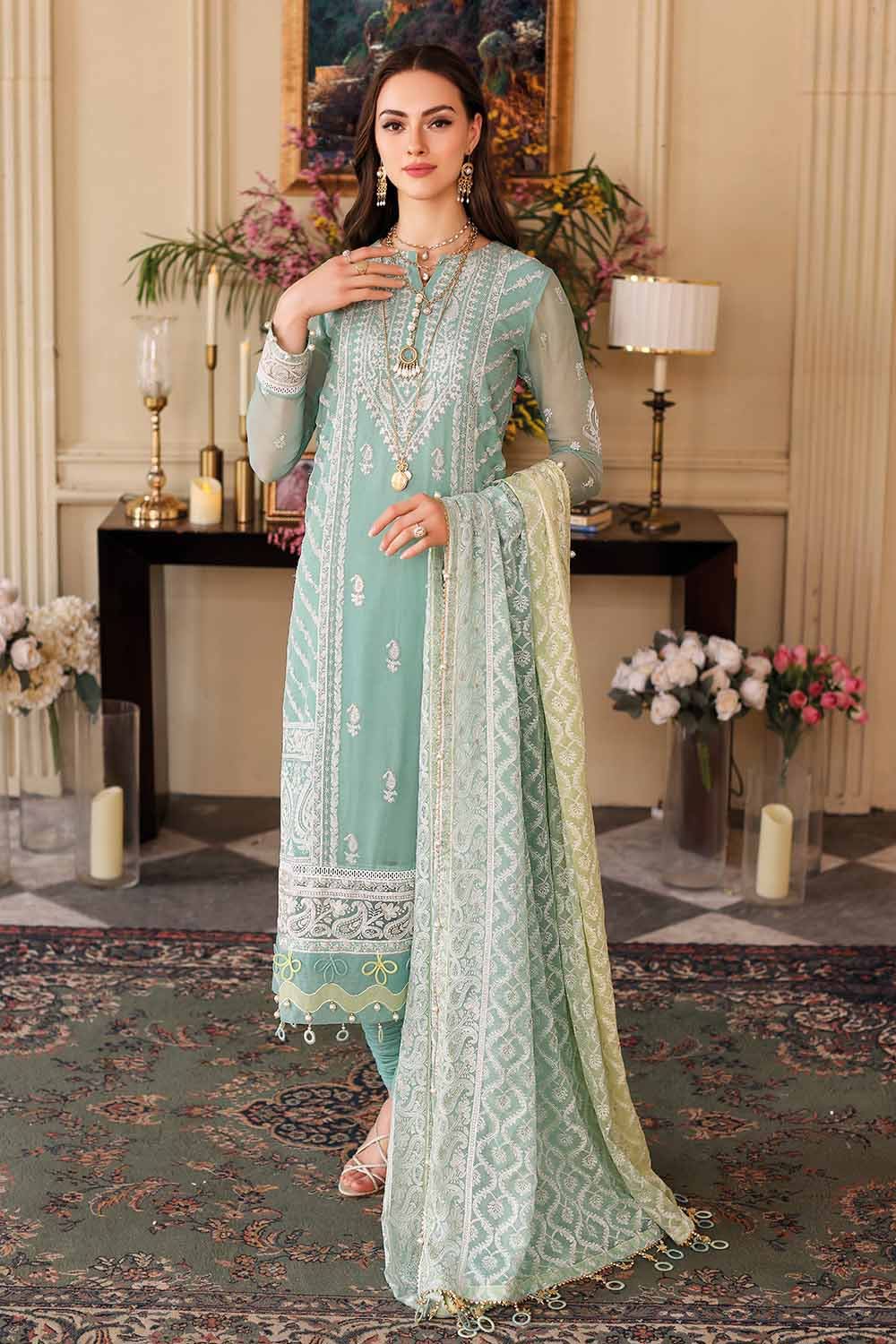 Gul Ahmed 3PC Embroidered Chiffon Unstitched Suit LE-32004