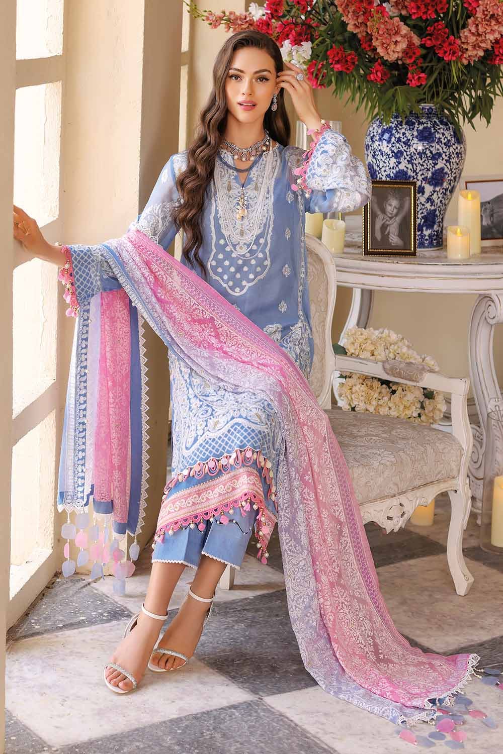 Gul Ahmed 3PC Embroidered Chiffon Unstitched Suit LE-32005