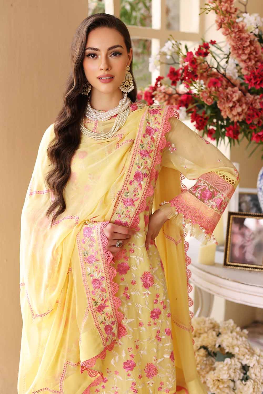 Gul Ahmed 3PC Embroidered Chiffon Unstitched Suit LE-32010