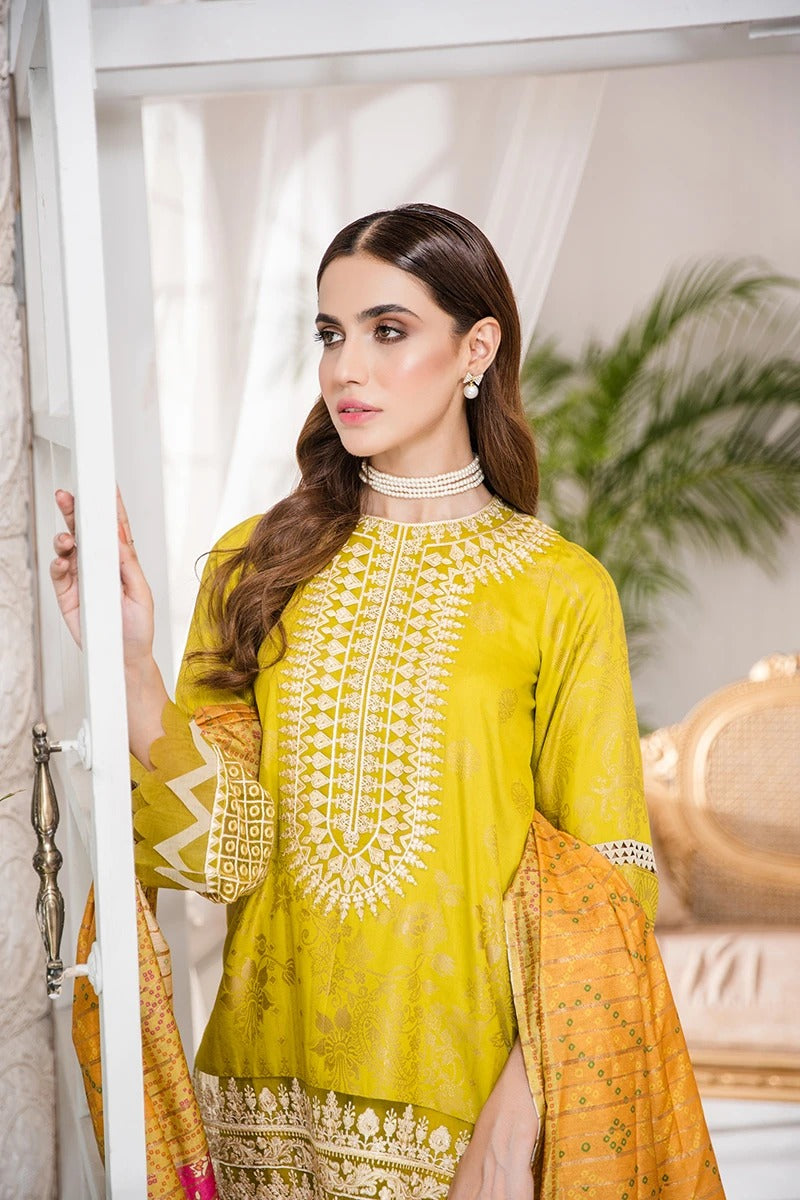 RAAYA Luxury Embroidered Jacquard Stitched 3pc Suit D-02 LIMELIGHT