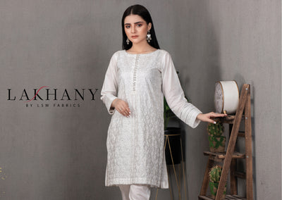 Lakhani Classic White Pret 01 Piece Stitched Embroidered Shirt LSM-2096