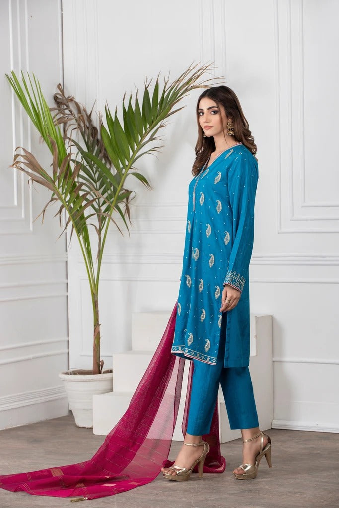 Ready To Wear Lakhani 3 Piece Embroidered Raw Silk Suit  LSM-2139