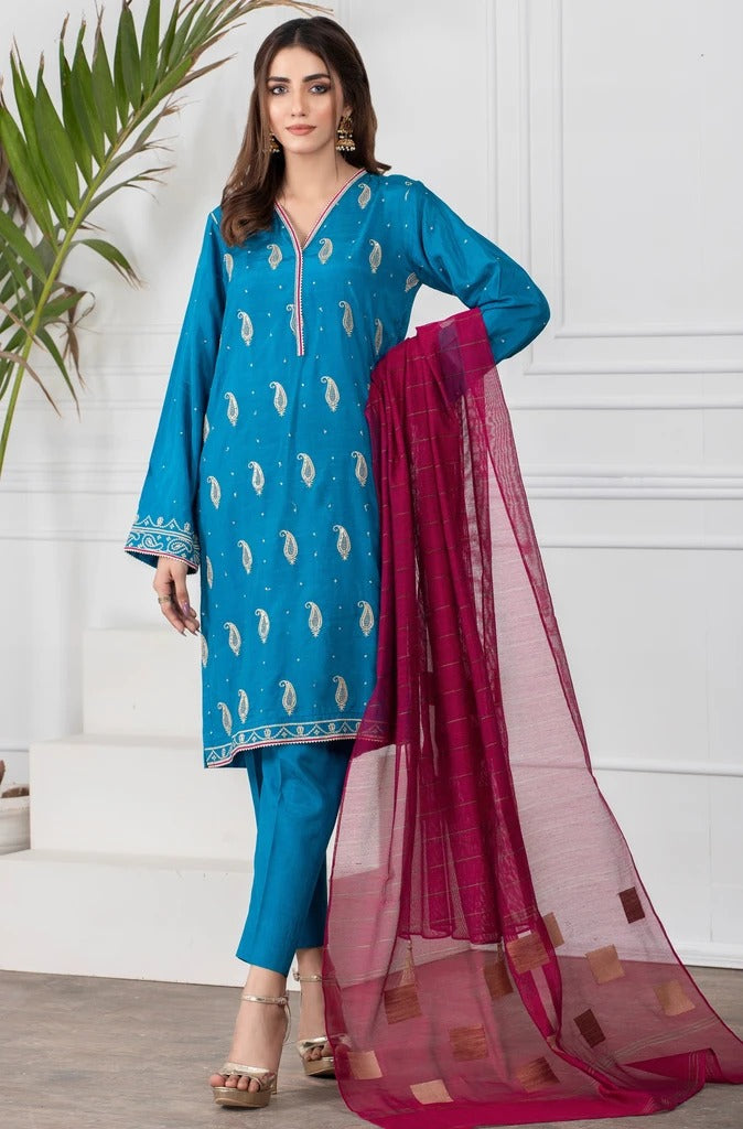 Ready To Wear Lakhani 3 Piece Embroidered Raw Silk Suit  LSM-2139