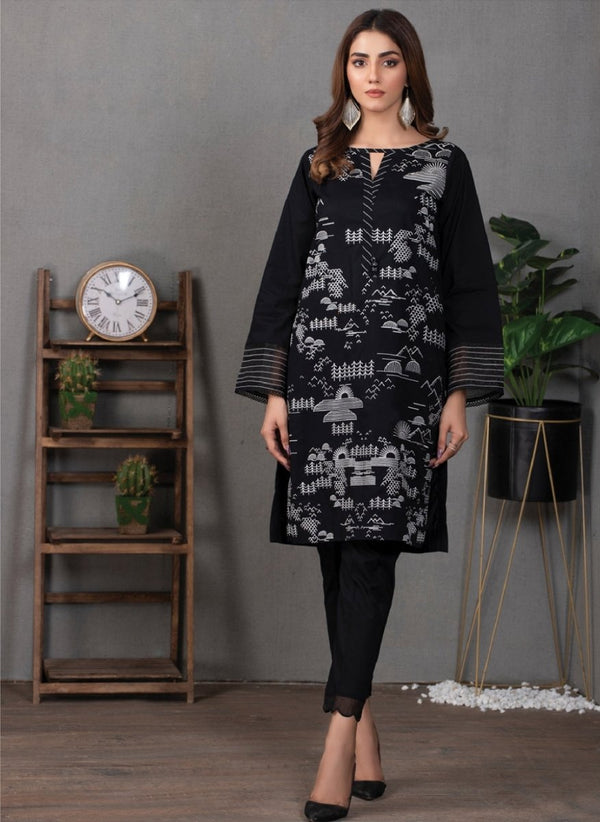 Lakhany Elegant Black Lawn Stitched 1 Piece Shirt LSM-2204