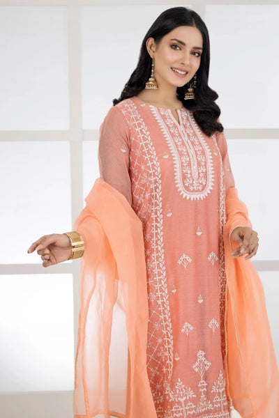 Ready To Wear Lakhany 03 Piece Embroidered Khaadi Net Suit LSM-2455
