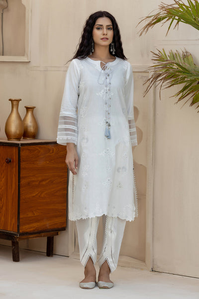 Ready To Wear Lakhany 01 Piece Classic White Embroidered Shirt LSM-2662