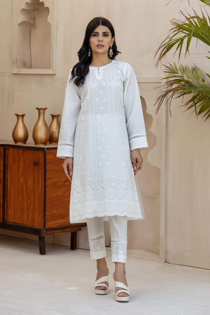 Ready To Wear Lakhany 01 Piece Classic White Embroidered Shirt LSM-2666