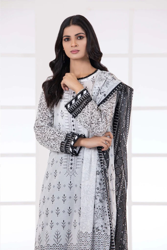 Lakhany 3 Piece Stitched Monochrome Printed Lawn Suit - LSM-2780