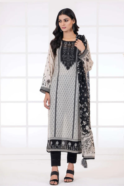 Lakhany 3 Piece Stitched Monochrome Printed Lawn Suit - LSM-2782