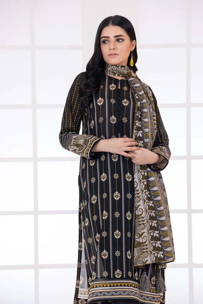 Lakhany 3 Piece Stitched Monochrome Printed Lawn Suit - LSM-2783