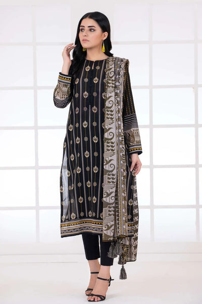 Lakhany 3 Piece Stitched Monochrome Printed Lawn Suit - LSM-2783