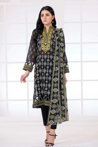 Lakhany 3 Piece Stitched Monochrome Printed Lawn Suit - LSM-2785