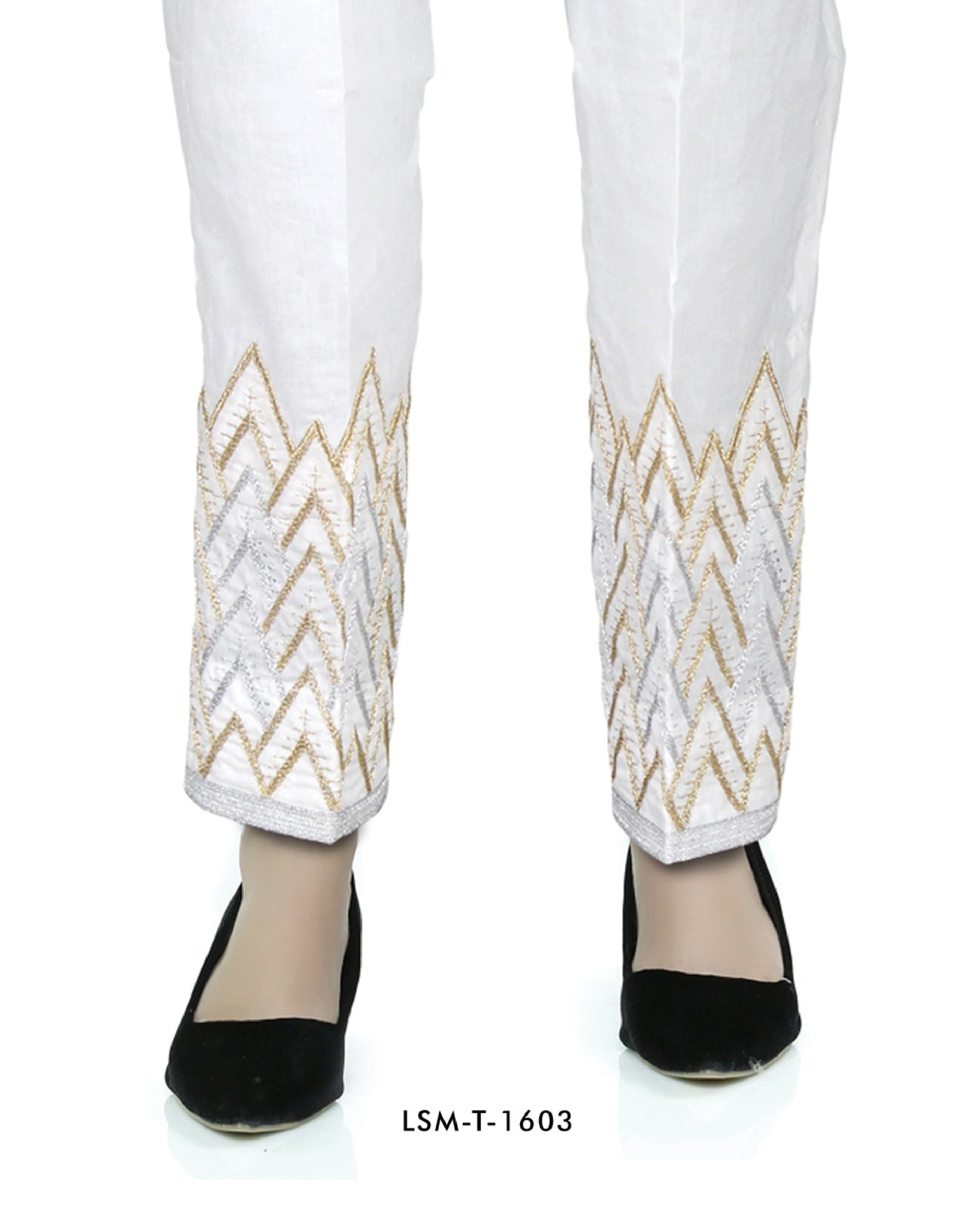 Lakhany 01 Piece Embroidered Stitched Trousers LSM-T-1603-White